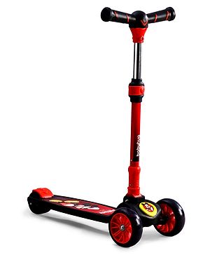 Babyhug Disney Mickey Kids 3 Wheel Scooter with Attractive Led Wheels- Red & Black| Compact Fold| Lean-to-Steer| Toy for 3 to 14 years Boys & Girls| Gifting Option| Physical Activity| 50 kg Capacity