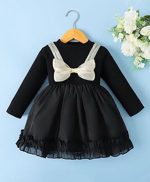 Mark & Mia Full Sleeves Party Dress With Bow Applique - Black