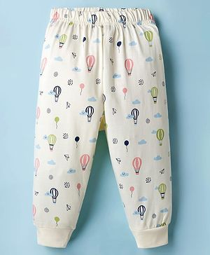 Ollypop Single Jersey Knit Full Length Lounge Pant with Parachute Print - Cream
