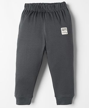 Ollypop Interlock Knit Full Length Lounge Pant With Text Badge - Grey