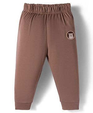 Ollypop Interlock Knit Full Length Lounge Pant With Animal Badge - Brown