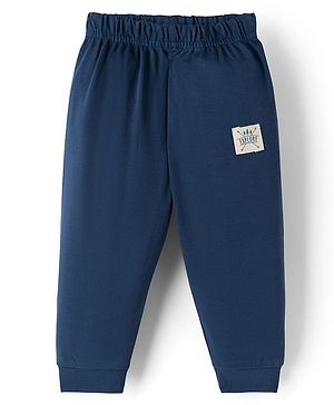 Ollypop Interlock Knit Full Length Lounge Pant With Text Badge - Navy Blue