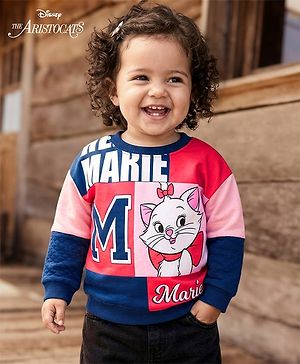 Babyhug Disney Terry Knit Drop Shoulder Full Sleeves Sweatshirt With Marie Graphics - Multicolor