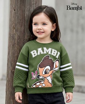 Babyhug Disney Terry Knit Drop Shoulder Full Sleeves Sweatshirt With Bambi Graphics - Green
