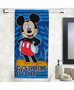 Athom Trendz Cotton Bath Towel Disney Mickey Mouse Print - Blue