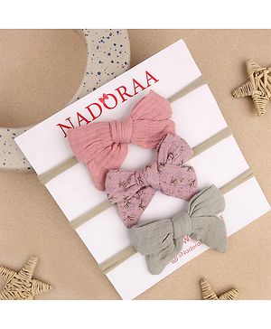 Kicks & Crawl Set Of 3 Bow Applique Detailed Headbands - Multi Colour