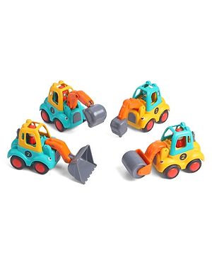Babyhug Mini Builder Squad|Friction-Powered Construction Vehicles with Moving Parts|Fun & Interactive Engineering Toddler Play|Safe & Engaging |BIS|Pack of 4 (Digger/Bulldozer/Roller/Excavator)|2 yrs+
