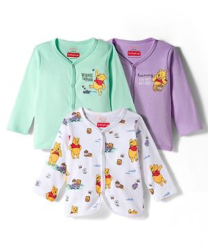Babyhug Disney Interlock Knit Full Sleeves Jhablas With Winnie The Pooh Graphics Pack of 3 - Multicolor