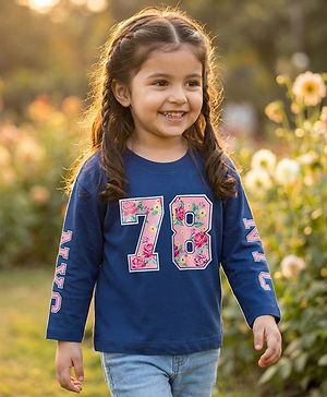 Babyhug 100% Cotton Knit Full Sleeves T-Shirt with Sport Theme Print - Royal Blue