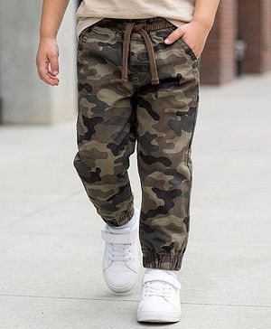 Babyhug Cotton Woven Full Length Trouser Pant With Camouflage Design - Multicolour