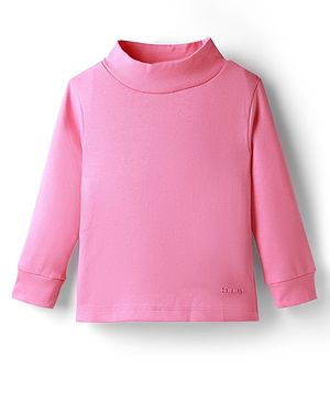 Smarty Girls Fleece Knit Full Sleeves Solid Color Winter T-Shirt - Pink