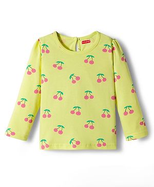 Babyhug 100% Cotton Knit Full Sleeves T-Shirt with Fruit Print - Yellow