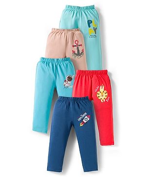 OHMS Single Jersey Knit Full Length Printed Lounge Pants Pack of 5 - Multicolor