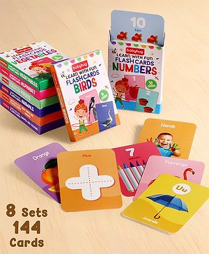 Babyhug 150 Piece Early Learning Flash Cards 8 Themes in One| Educational Double-Sided Cards| Montessori Learning| Fosters Interest| Colorful Cards| Safe & Non-Toxic - Multicolor