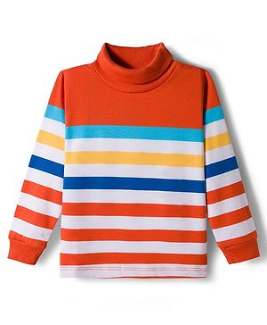 Babyhug Knitted Full Sleeves Turtle Neck Winter T-Shirt - Orange