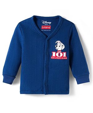 Babyhug Disney Interlock Full Sleeves Front Open Thermal Vest With 101 Dalmatians Graphics - Navy Blue