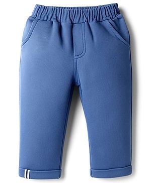 Ollypop Textile Knit Full Length Solid Color Trouser - Blue