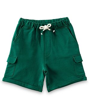 JusCubs Cotton Knit Solid Cargo Shorts - Teal