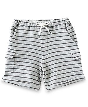 JusCubs Cotton Knit Cargo Striped Shorts - Grey