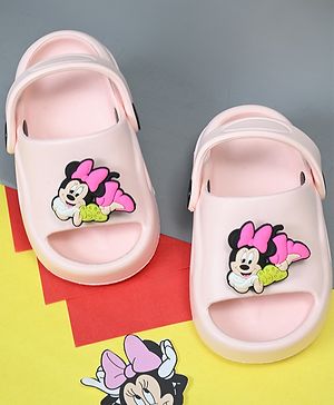 Yellow Bee Mickey Mouse & Friends Featuring Solid Slingback Clogs With Rotating Minnie Mouse Charms - Pink