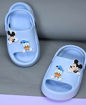 Yellow Bee Mickey Mouse & Friends Featuring Characters Applique Detailed Slingback Clogs - Blue
