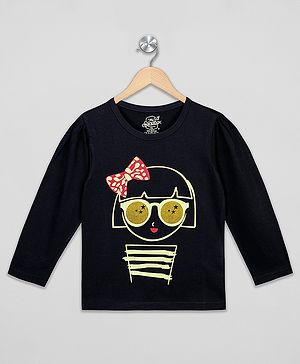 The Sandbox Clothing Co Cotton Knit Full Sleeves Cool Girl Printed Tee - Black