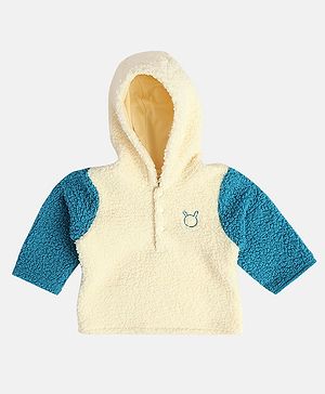 MINI KLUB Cotton Knit Full Sleeves Colour Blocked  Sweatshirt - White & Blue