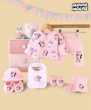 Babyhug Disney Cotton Baby Clothing Gift Set with Minnie & Daisy Print - Pink