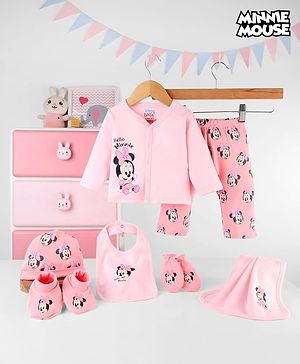 Babyhug Disney Interlock Cotton Baby Clothing Gift Set with Minnie Graphic - Pink