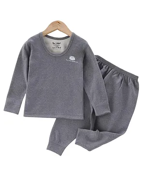 The little lookers Wool Knit   Full Sleeves Sheep Printed Thermal Set - Grey