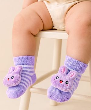 Cute Walk by Babyhug Slip On Sock Shoes with Bunny Applique - Purple