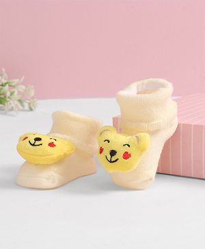 Cute Walk by Babyhug Socks with Dog Applique - Yellow