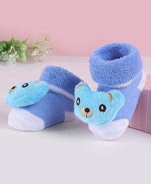 Cute Walk by Babyhug Slip On Sock Shoes with Animal Applique - Blue