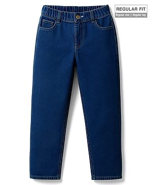 Pine Kids Denim Woven Full Length Washed Jeans - Blue