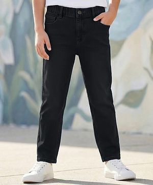 Pine Kids Denim Woven Full Length Washed Jeans - Black