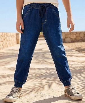 Pine Kids Denim Woven Full Length Washed Jeans - Blue