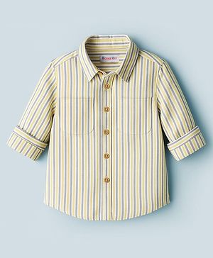 Kookie Kids Cotton Woven Full Sleeves Striped Shirt - Yellow
