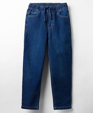 Pine Kids Denim Woven Full Length Solid Color Washed Jeans  - Blue
