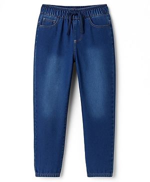 Pine Kids Denim Woven Full Length Solid Color Washed Jeans  - Blue