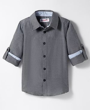 Kookie Kids India Cotton Woven Full Sleeves Solid Colour Oxford Shirt - Grey