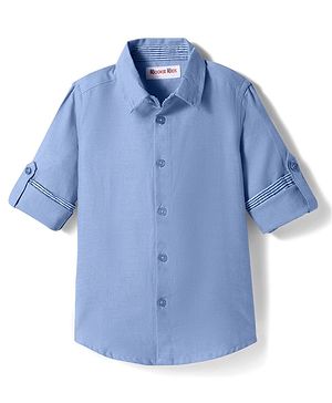 Kookie Kids Cotton Woven Full Sleeves Solid Color Oxford Shirt - Blue
