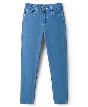 Pine Kids Woven Full Length Washed Denim Jeans - Light Blue