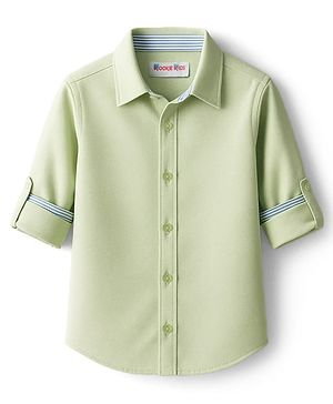 Kookie Kids Cotton Woven Full Sleeves Solid Colour Shirt - Light Green