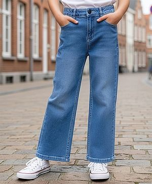 Pine Kids Denim Woven Full Length Washed Jeans - Blue