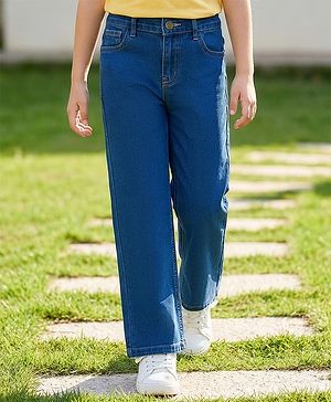 Pine Kids Denim Woven Full Length Washed Jeans - Blue