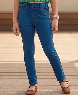 Pine Kids Denim Woven Full Length
                              Washed Jeggings - Blue