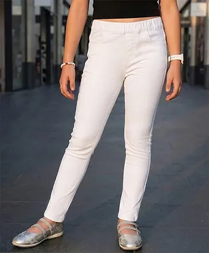 Pine Kids Denim Woven Full Length
                              Washed Jeggings - White