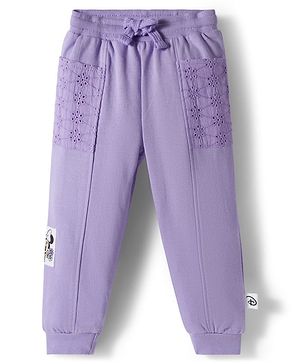 Babyhug Disney Terry Knit Full Length Lounge Pant With Minnie Mouse Graphics & Schiffli Pocket Detailing - Lavender