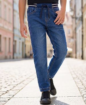 Pine Kids Denim Woven Full Length Washed Jeans - Blue