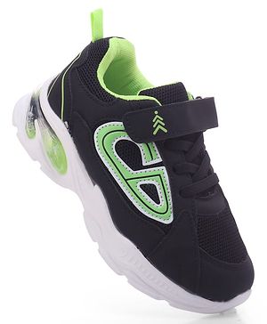 Pine Kids Velcro Closure Sneaker Shoes with Applique - Black